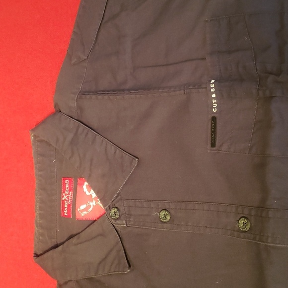 Lot of 2 Mens XXLshort sleeve button up navy blue and white shirts by Marc Ecko. - Picture 7 of 8